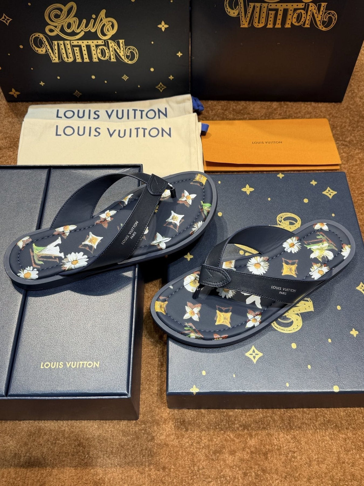 Louis Vuitton Floral Print Thong Sandals