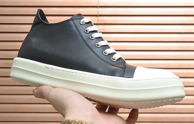 Rick Owens Geometric Seam Platform Low-Top Sneakers
